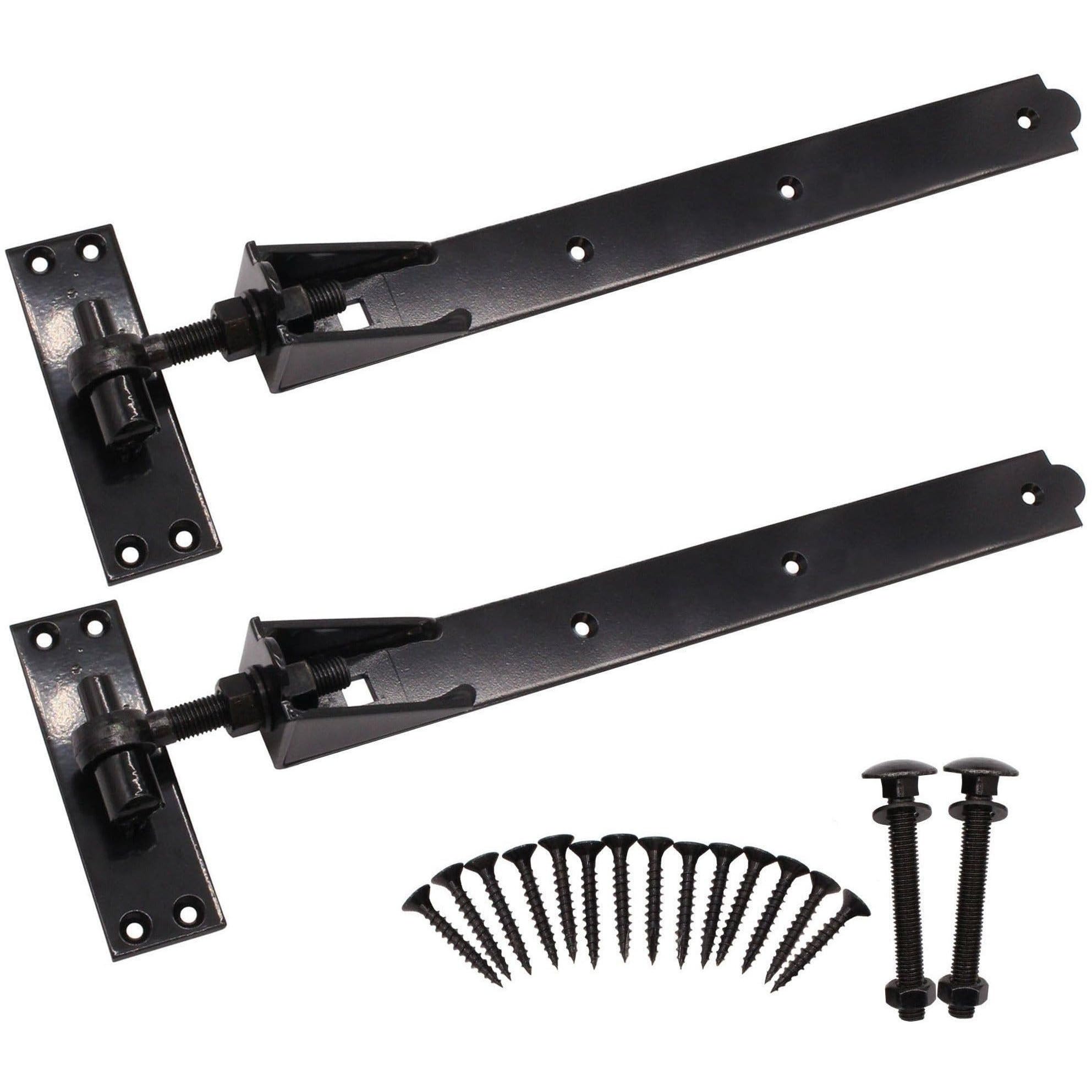 EAI Adjustable Gate Hinges | 750mm / 30 Inch Heavy Duty Hook and Band Gate Hinges | Black - 1 Pair