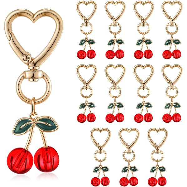 JYCMMFC Cute Cherry & Strawberry Keychain Charms | Sparkling Resin Bag Charms For Women & Girls - View #11