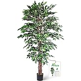 Aveyas 6ft Artificial Ficus Tree for Home Decor, 6 Feet Faux Plant Fake Silk Trees with Pot for Indoor Outdoor House Living Room Office Garden (6 ft Tall)