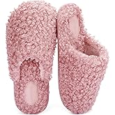 ULTRAIDEAS Women's Fuzzy Slip-on Slippers, Cozy Indoor House Shoes with Memory Foam