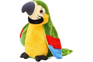 GREUS 9'' Cute Talking Parrot Repeats What You Say Electronic Interactive Plush Toy Stuffed Animal Record Parrot Waving Wings Funny Bird Toys for Children Girls Boys Best Xmas Gift (Green Parrot)