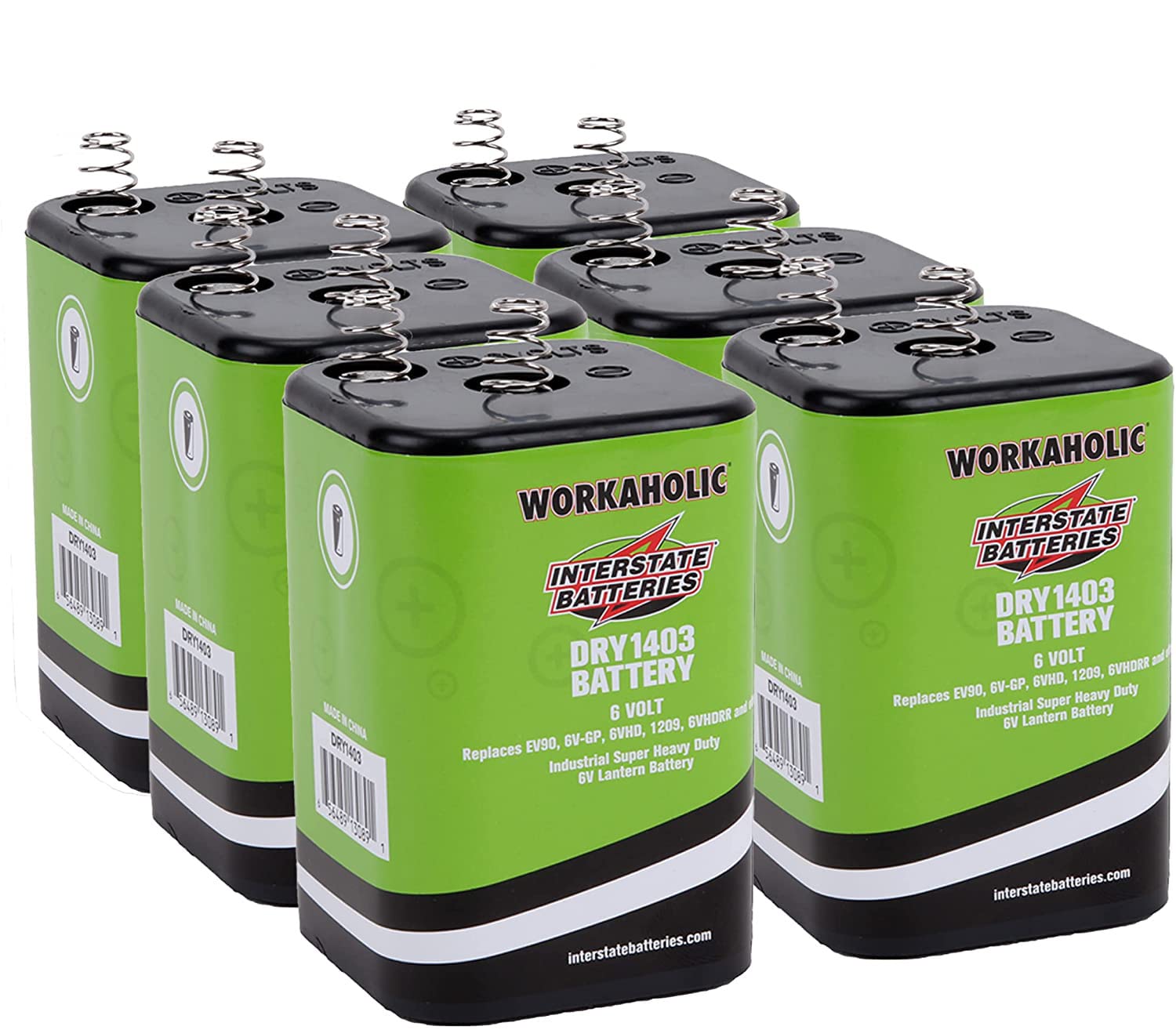 Photo 1 of Interstate Batteries 6V HD Lantern Flashlight Battery (6-Pack) 6 Volt 7000 mAH Square Shape Beam Light (Spring Terminals) Camping, Hiking, Household, Lamps, Outdoors (DRY1403)