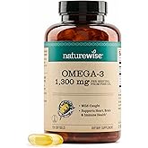 NatureWise Ultra Omega 3 Fish Oil 2200 mg – 1300 mg Omega-3 - Triglyceride Form - Lemon Flavor - Wild-Caught Fish Oil + EPA & DHA - Burpless, Non-GMO - 120 Softgels[2-Month Supply]