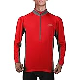 bpbtti Men's Cycling Jersey Long Sleeve MTB Bike Biking Shirts with Half Front Zipper & 3-Rear Pockets
