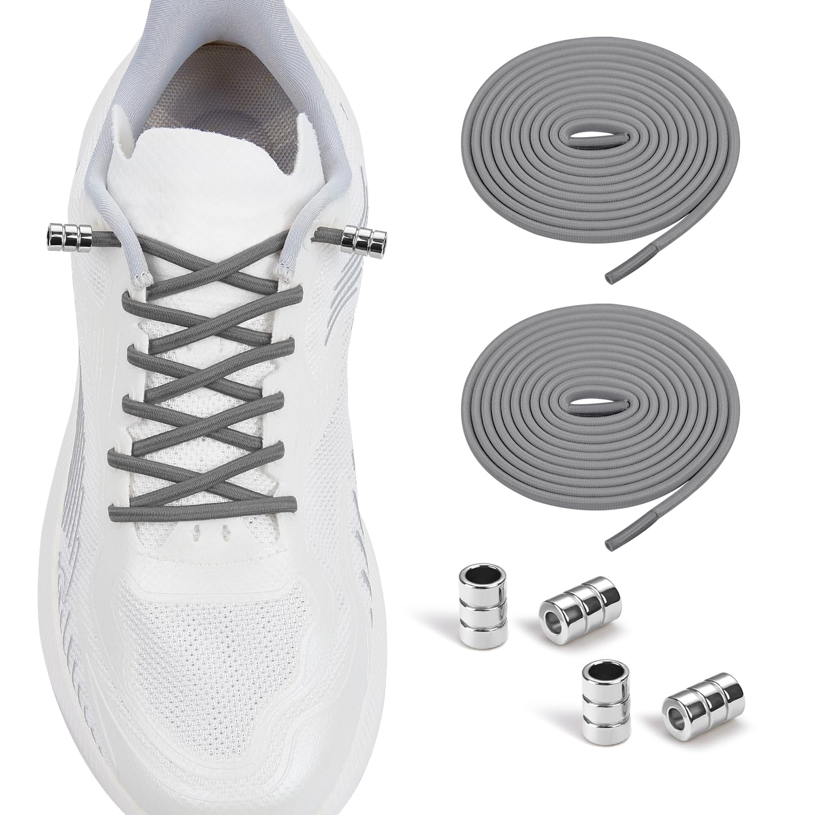 AOLLRUIRLL 2 Pairs Elastic No Tie Shoelaces For