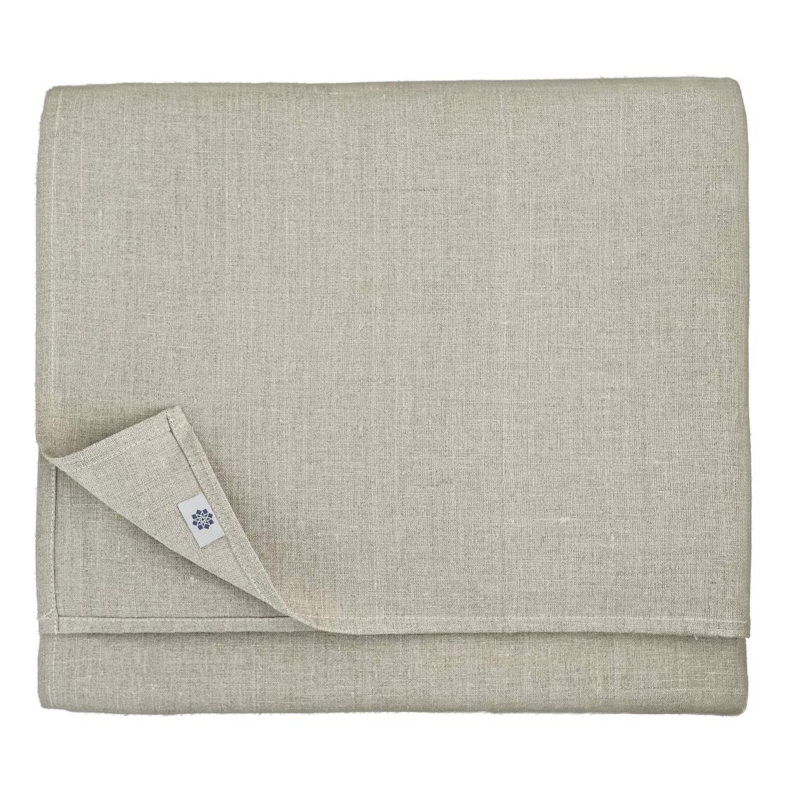 Linen & Cotton Tablecloth ANABELLA, 100% Linen - 147cm x 250cm (58.8''x100'') Natural/Beige/Grey