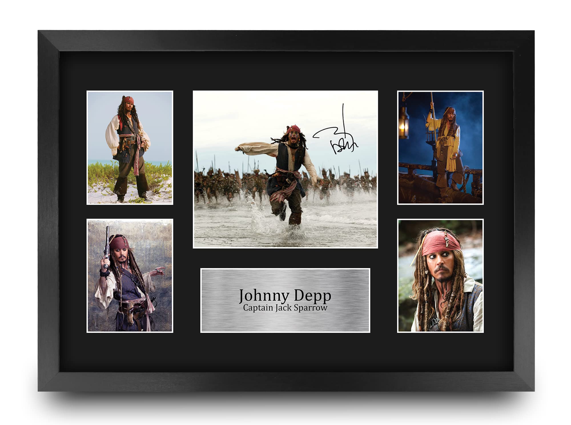 HWC Trading FR A3 Johnny Depp Pirates of the Caribbean Gifts Printed Signed Autograph Picture Display for Movie Memorabilia Fans - A3 Framed