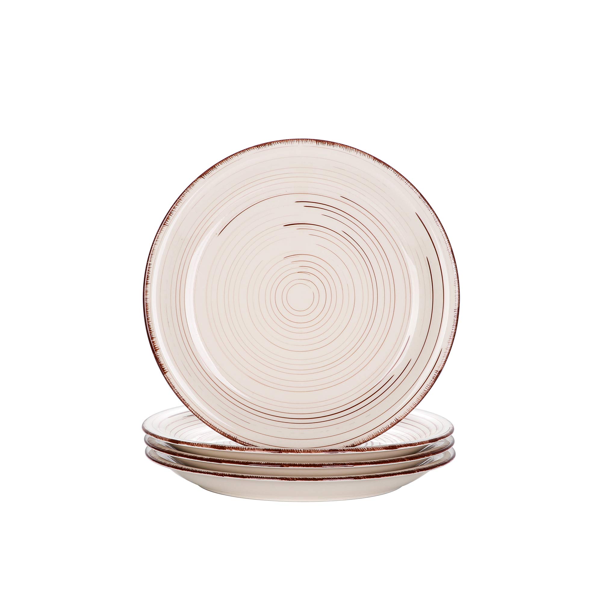 vancasso Bella Beige Dessert Plate Set of 4, Hand Painted Side Plate in Rustic Look 19 cm Side/Salad/Fruit/Snack Plate (20 x 20 x 2.5 cm)