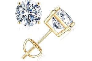 SMILEST 0.2-4ct Moissanite Screw Back Earrings, D Color VVS1 Clarity Lab Created Moissanite 14K White Yellow Rose Gold Ruthenium Vermeil 925 Sterling Silver Moissanite Earrings for Women Men Christmas Gifts