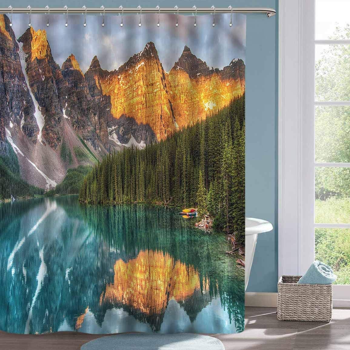 Floral Shower Curtain Nature Moraine Lake Canadian Bath Shower Curtain W72 xL72