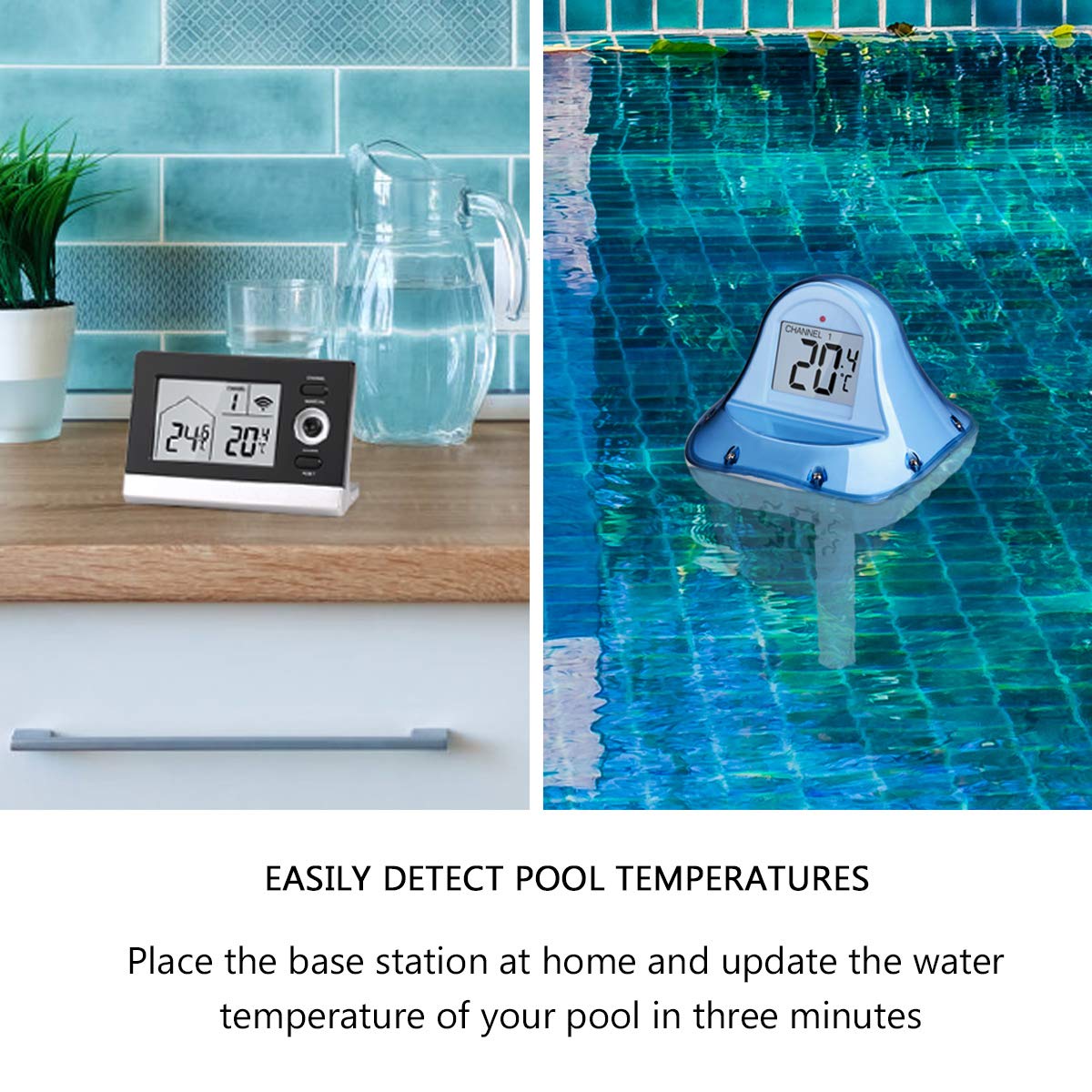 Digital Floating Remote Temperature with Base Station for Spa Pool New