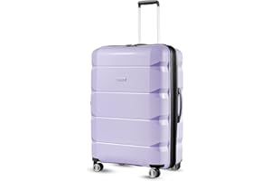 LUGGEX Checked Luggage with Spinner Wheels, PP Lightweight Suitcase for Travel (Purple, 28 Inch)