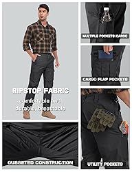 SPOSULEI Mens Cargo Pants Waterproof Ripstop