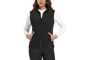 MAGCOMSEN Women's Fleece Vest Outerwear Sleeveless Lightweight Zip Jackets Warm Soft Vests with Zipper Pockets