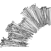 MECCANIXITY 600Pcs Head Pins Set, Flat Head Pins Plated Ball Head Pins Eye Pins for Jewelry Making for Craft Earring Bracelet Necklace Pendant Supplies 30mm 40mm Brass, Gray Black