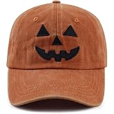 Halloween Pumpkin Hat for Men Women, Adjustable Embroidered Baseball Cap