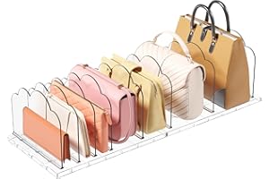 Lifewit Purse Organizer for Closet, Clear Handbags Storage Organizer, Adjustable Purse Holder Rack for Closet Organization, 2 Pack Bookshelf Separator Dividers for Clutch Bag/Shirts/Sweater in Bedroom