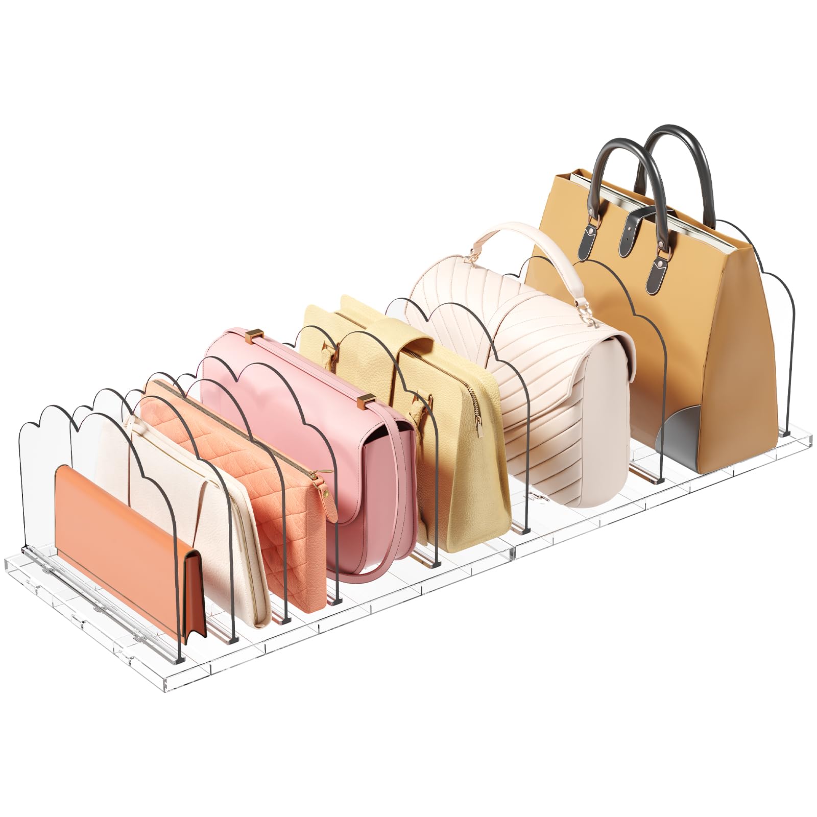 Photo 1 of Lifewit Purse Organizer for Closet, Clear Handbags Storage Organizer, Adjustable Purse Holder Rack for Closet Organization, 2 Pack Bookshelf Separator Dividers for Clutch Bag/Shirts/Sweater in Bedroom