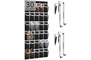 Kotkn BLACK Over Door Shoe Organizer - 30 Pockets for Sneakerheads & Boots, Space Saving Closet Storage