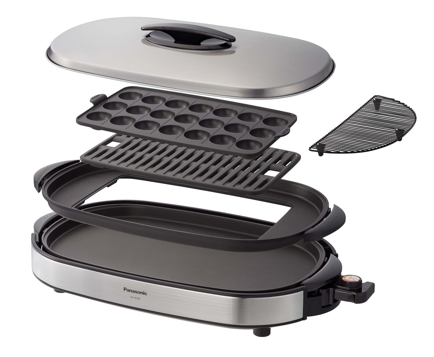 パナソニック ホットプレート 3枚タイプ 焼肉プレート たこ焼き器 平面 大型 シルバー NF-W300-S商品画像