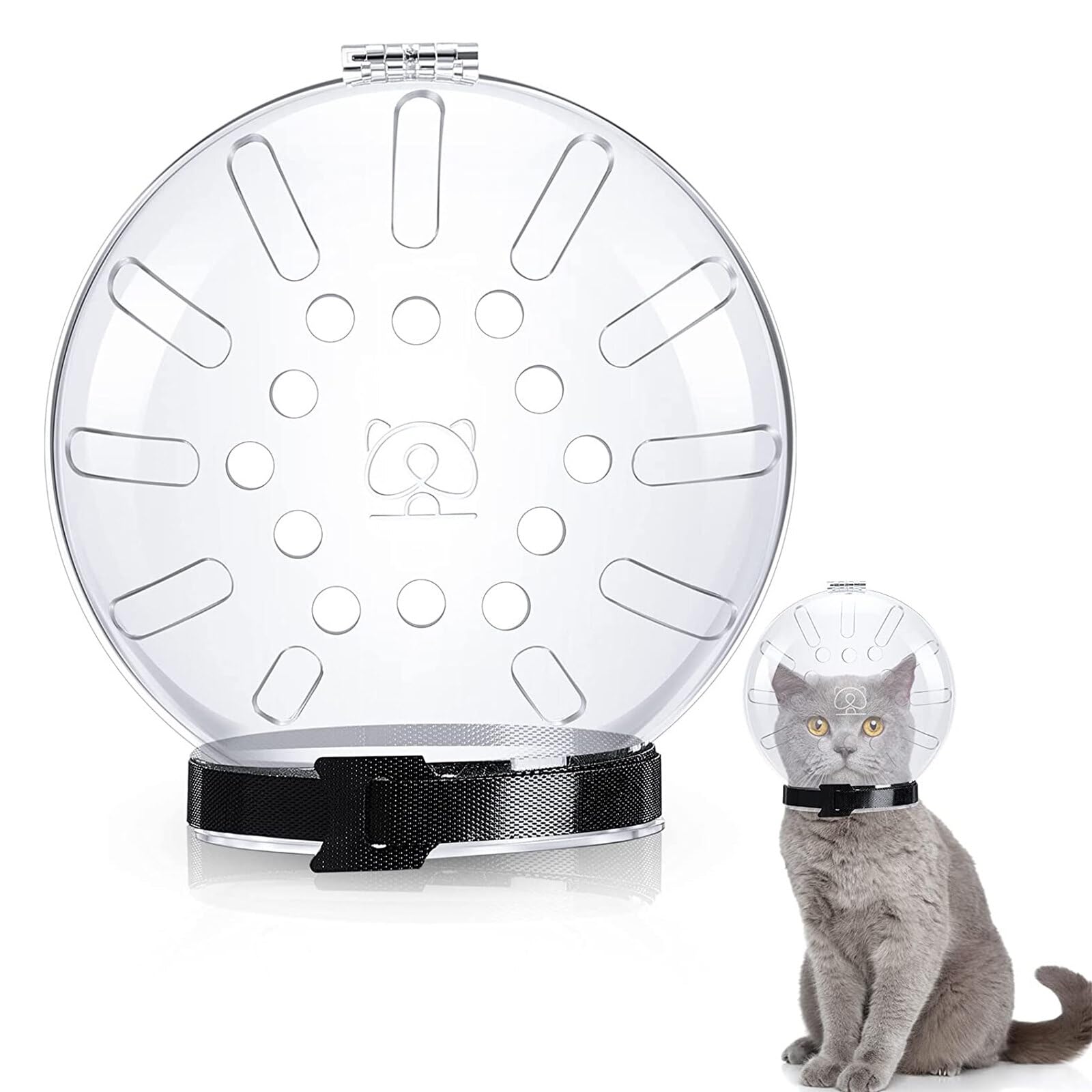Breathable Cat Muzzle, Cat Clear Breathable Anti Bite Hood Astronaut Helmet, Adjustable Kitten Muzzle, Pet Face Prevent from Cats Biting and Chewing