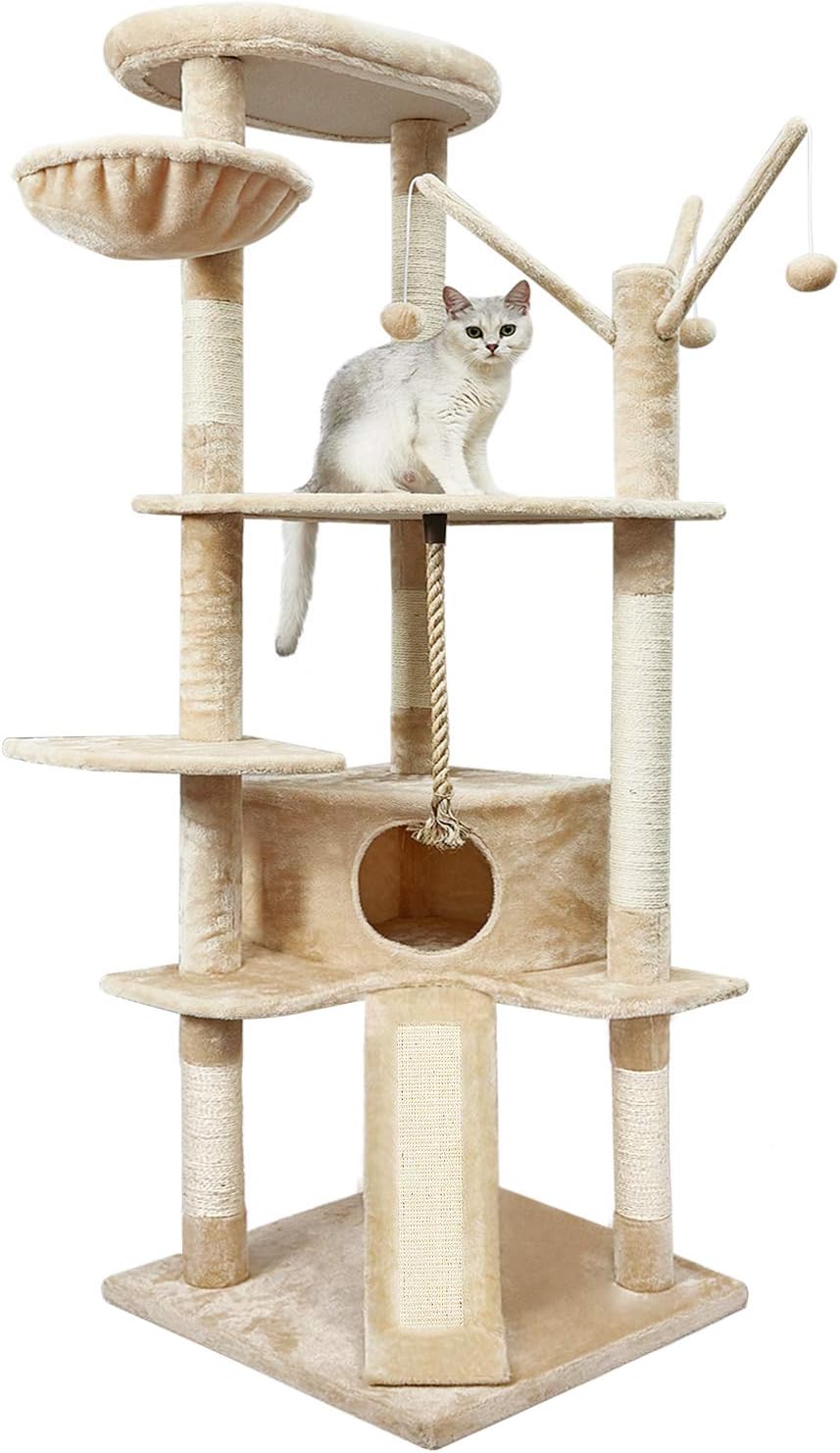 Meerveil Large Cat Tree Cat Scratching Post Cat Tree Tower, Cat Climbing Frame With Scratching