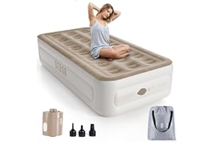 Sebor Air Mattress Twin with Built in Pump, 18" Ultimate Comfort Blow up Mattress Twin with Rechargeable Pump, Colchon Inflatable Mattress for Home, Guest, Camping & Office, Air Bed 660lbs Max