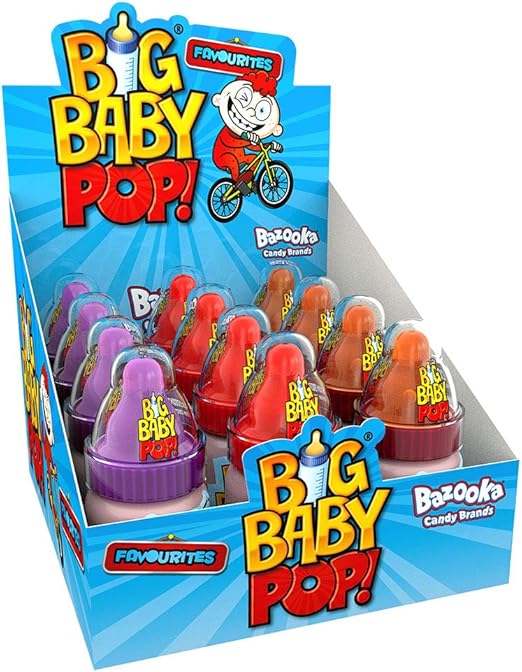 Big Baby Pop Lollipop With Sherbet Dip 12 Pack 3 Assorted Flavours Strawberry Blackcurrant Cola Retro Sweets Amazon Co Uk Grocery