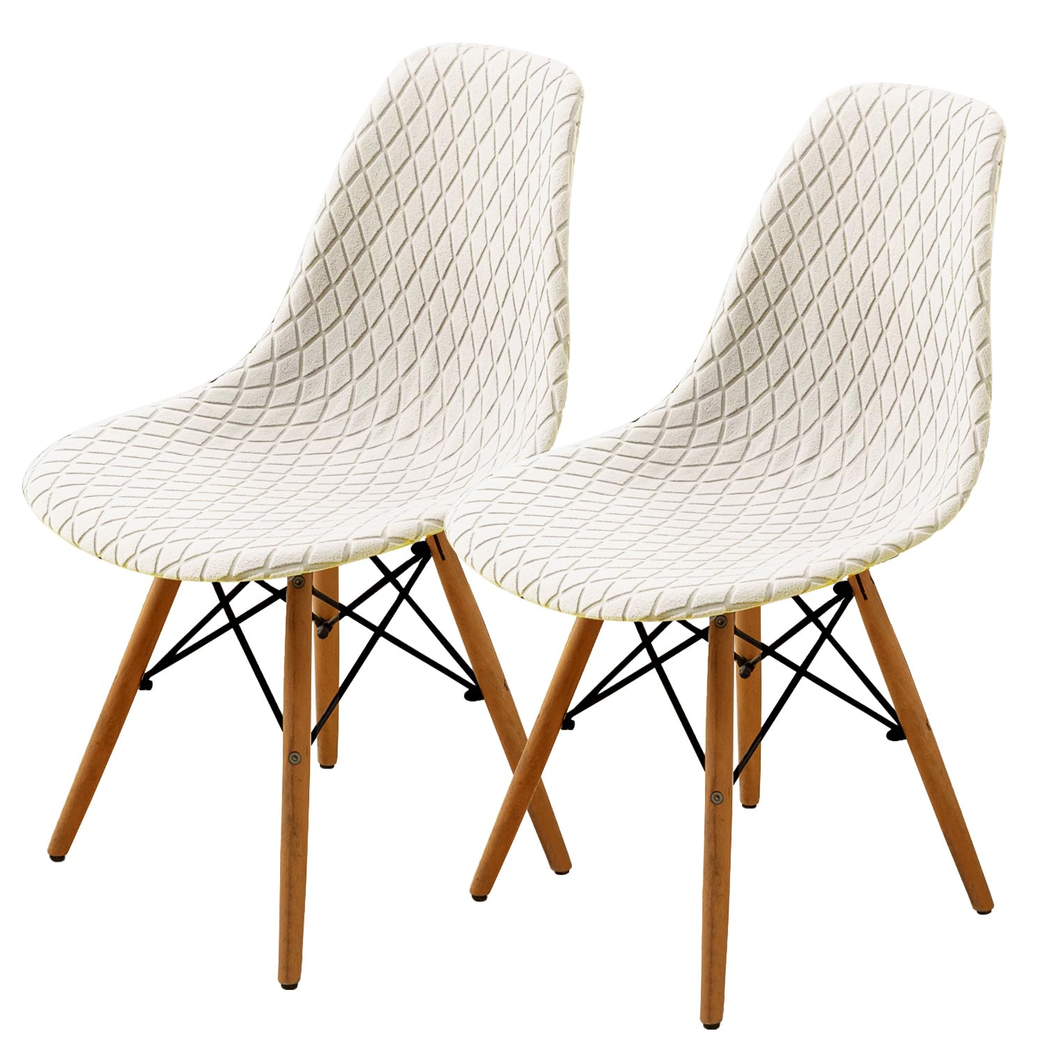 SHENGYIJING Dining Chairs Covers Set of 2/4/6, Style Shell Mid Century Modern Chair Sipcover, Upholstered Accent Side Chair Covers (Cream, 2 Pieces)