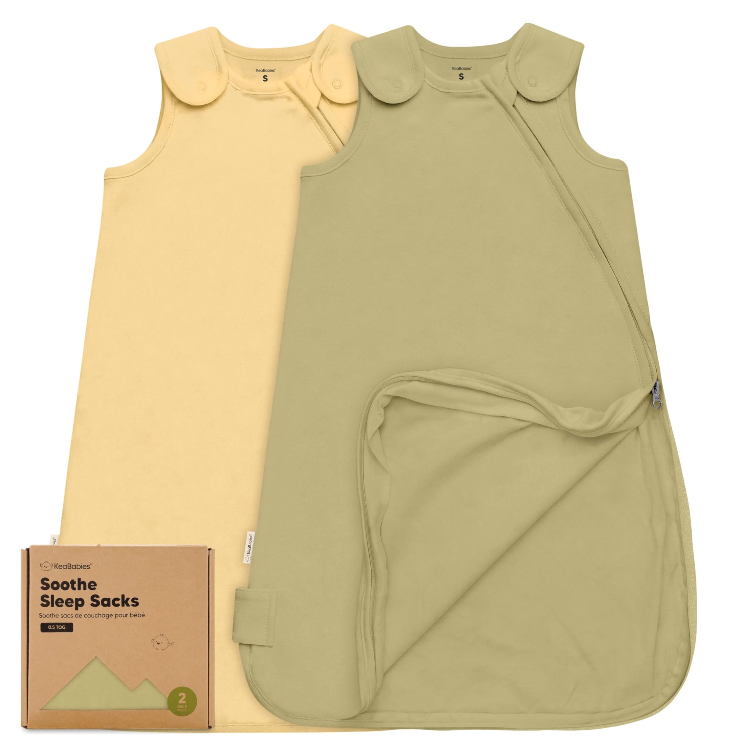 Photo 1 of 2-Pack Organic Baby Sleep Sacks, 100% Cotton - Soft & Breathable 0.5TOG Baby Wearable Blanket, Toddler Sleeping Sack 0-6 months, Easy to Wear Transitional Swaddles for Newborns, Infants (Avocado, S)