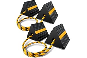 ROBLOCK Rubber Wheel Chocks for RV Trailer Camper Truck Car Aircraft Boat, Versatile Rubber Chocks Block Stopper for Tire with Reflective Strips, Utility RV Accessories, 2pair/4pack