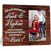 LNGORUS The Love Between Aunt & Nephew Knows No Dsitance Wood Photo Frame,Aunt Wood Picture Frame From Nephew