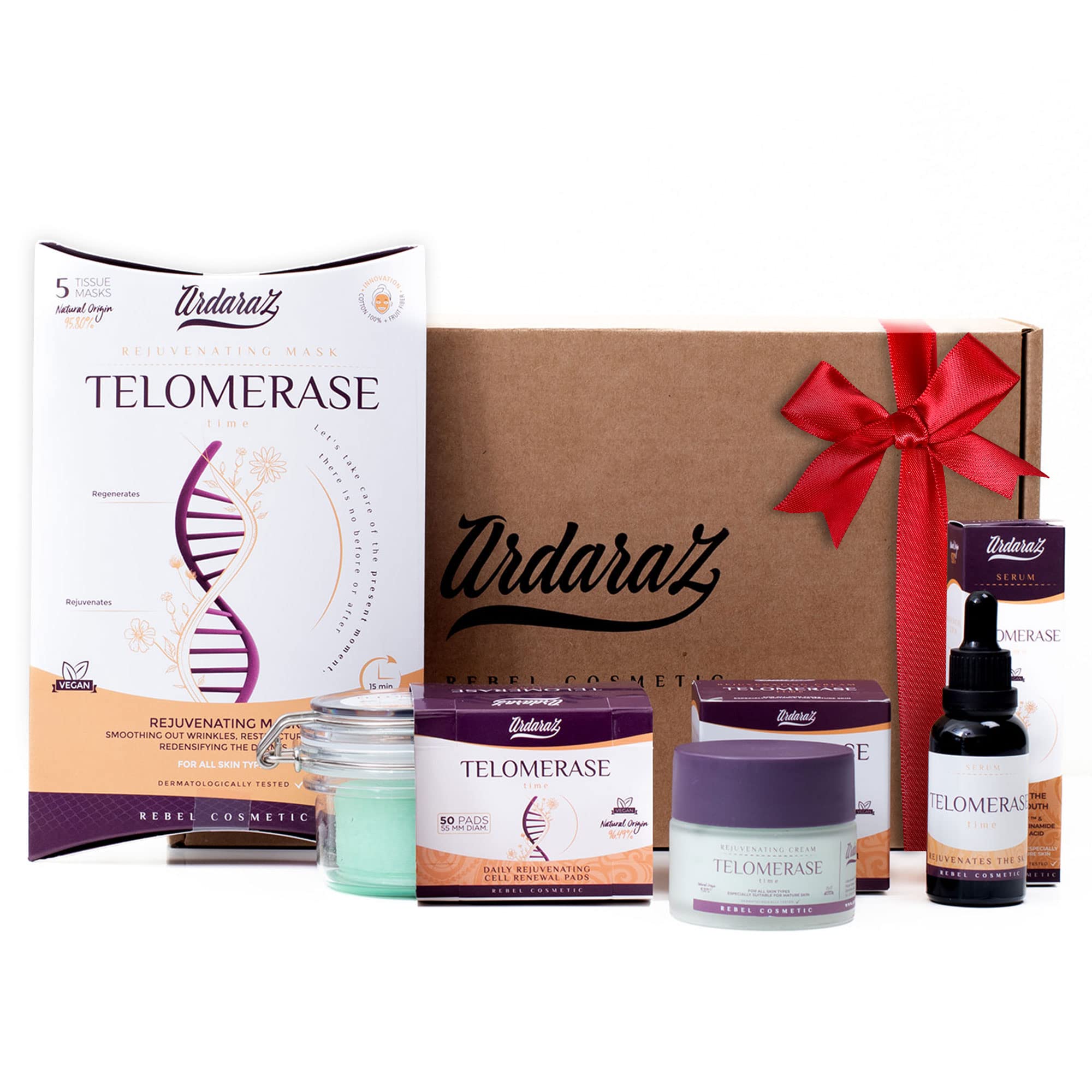 Ardaraz Cell Renewal Cotton Pads with Telomerase and PHAs (Polyhydroxyacids). Pre Saturated Face Peel Pads. Anti-aging effect. Soft exfoliating pads for daily use. 50 units