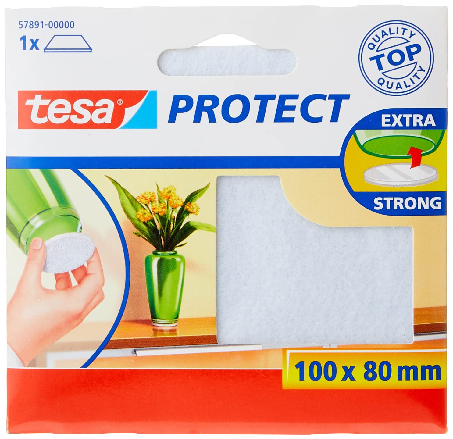 Tesa Surface Protectors, Anti Scratch Self Adhesive Felt 100 Mm X 80 Mm, White