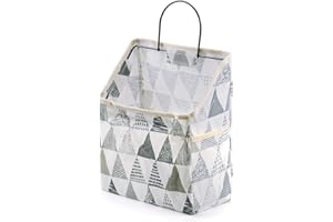FANTASYON BTQ Wall Hanging Storage Bag, Waterproof Over The Door Closet Organizer Hanging Pocket Linen Cotton Organizer Box Containers for Bedroom, Bathroom (Gray Triangle)