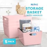 Niftii 5-Pack Plastic Storage Baskets 3.9L Lightweight with Handles 17x25x11cm view 2
