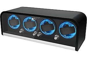 PUEKDOIR Watch Winder for Automatic Watches, Watch Winders 1/2/4/8 Slot for Rolex, Winder Box Uses Super Quiet Motor, 4 Rotation Mode Setting & LED Light, Gift for Man