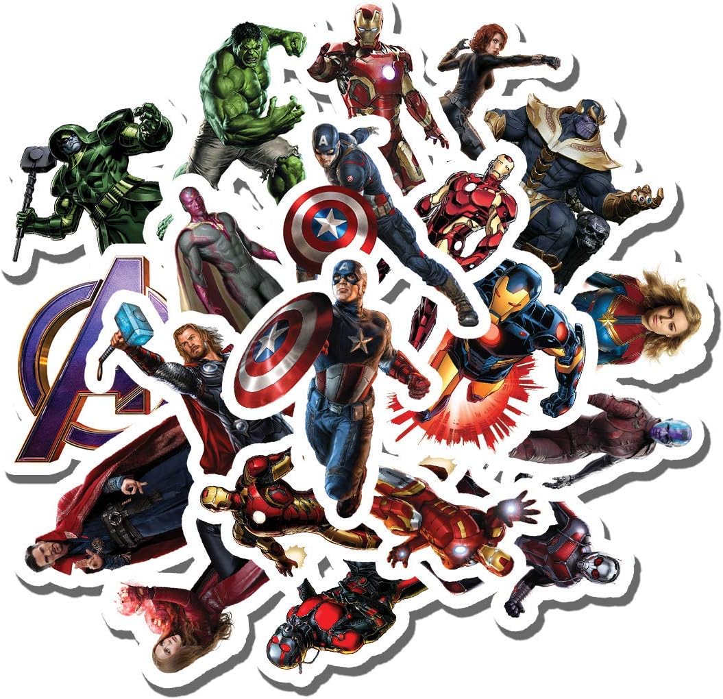 20 PCS Stickers Pack Avengers Aesthetic Vinyl Colorful Waterproof for Water Bottle Laptop Scrapbooking Luggage Guitar Skateboard