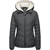 wantdo Women's Quilted Winter Coats Hooded Warm Puffer Jacket with Fleece Hood