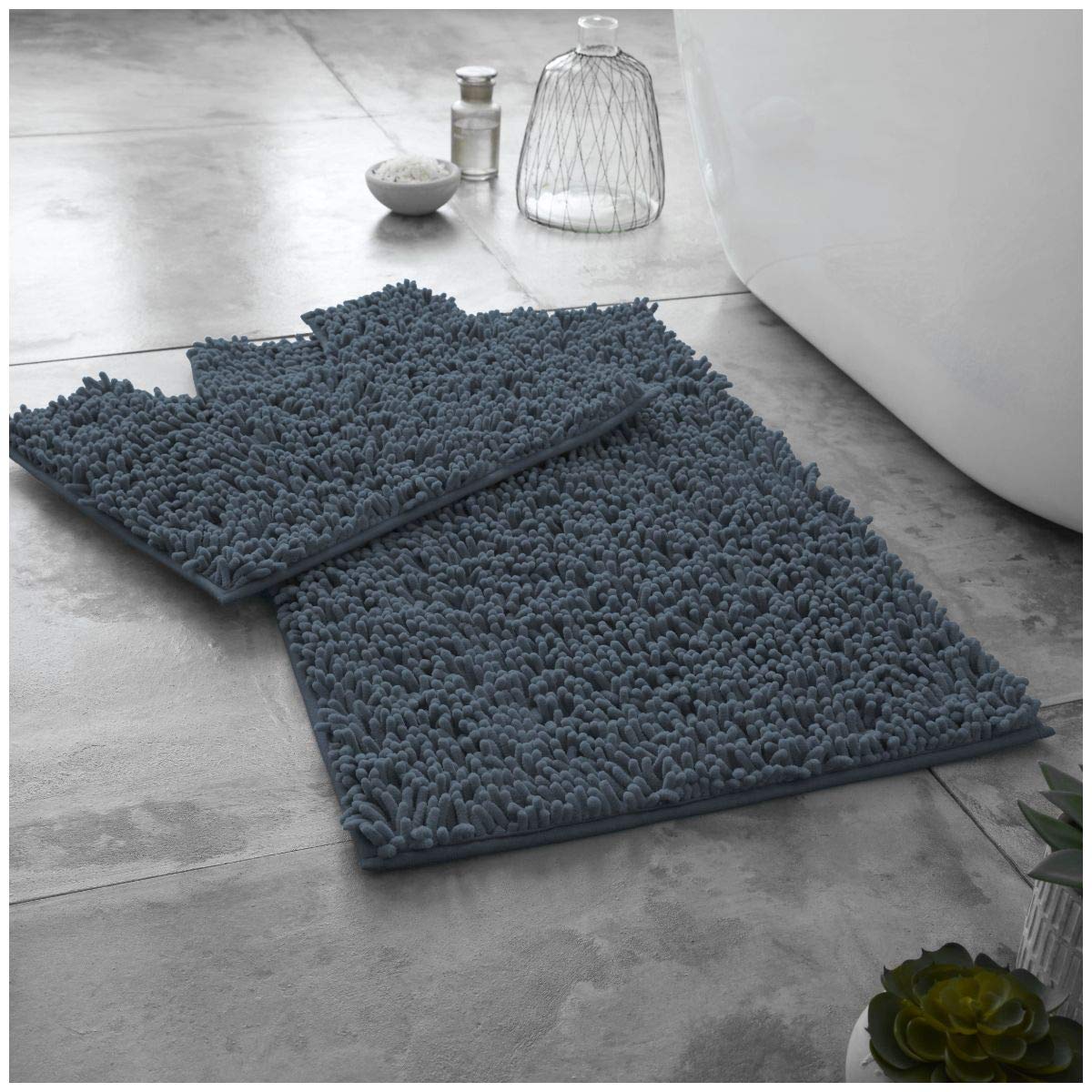 Gaveno Cavailia Super Absorbent Loop Bath Set, Chenille, Dark Grey