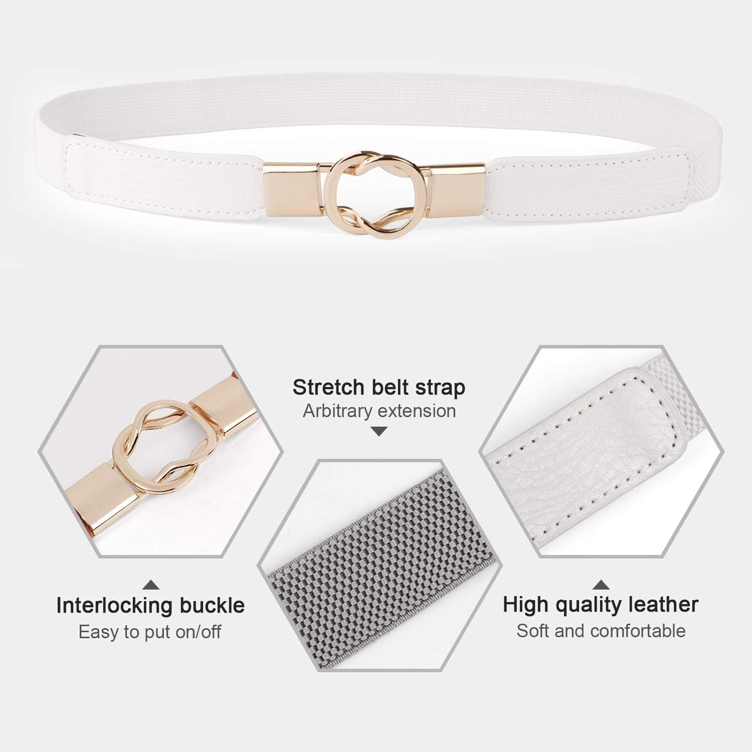 Women Skinny Belt for Dresses Retro Stretch Ladies Waist Belt Plus Size Set of 4 at  Women’s Clothing store