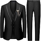 WEEN CHARM Men's 3 Piece Suit One Button Blazer Jacket Vest Pants Set Slim Fit Formal Wedding Business Suit Tuxedo Suit