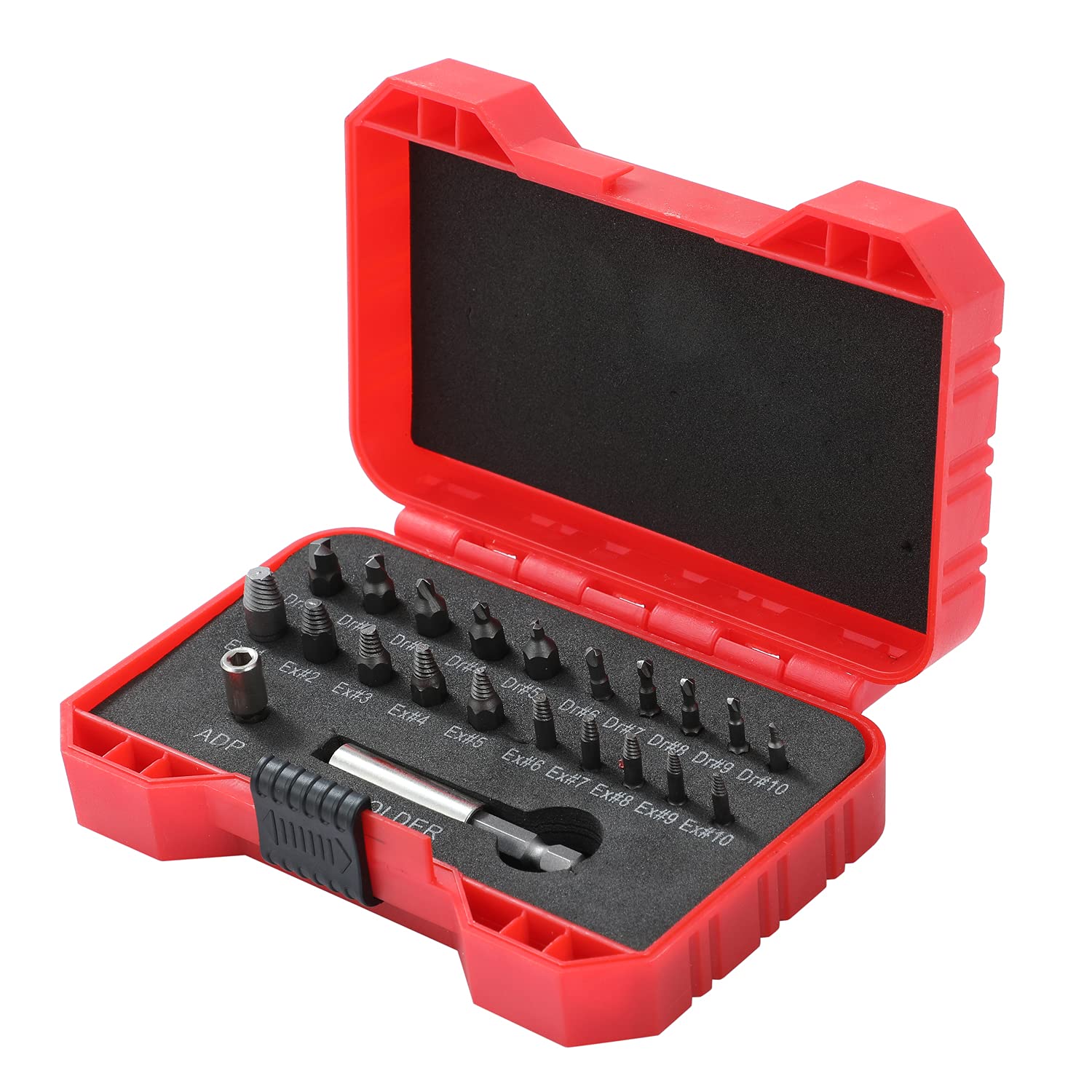 TOPWAY 22Pcs Damaged Screw Extractor Kit, Screw Remover for Quick Removal of Screws and Bolts, Broken Screws Magnetic Extension Bit Holder & Socket Adapter