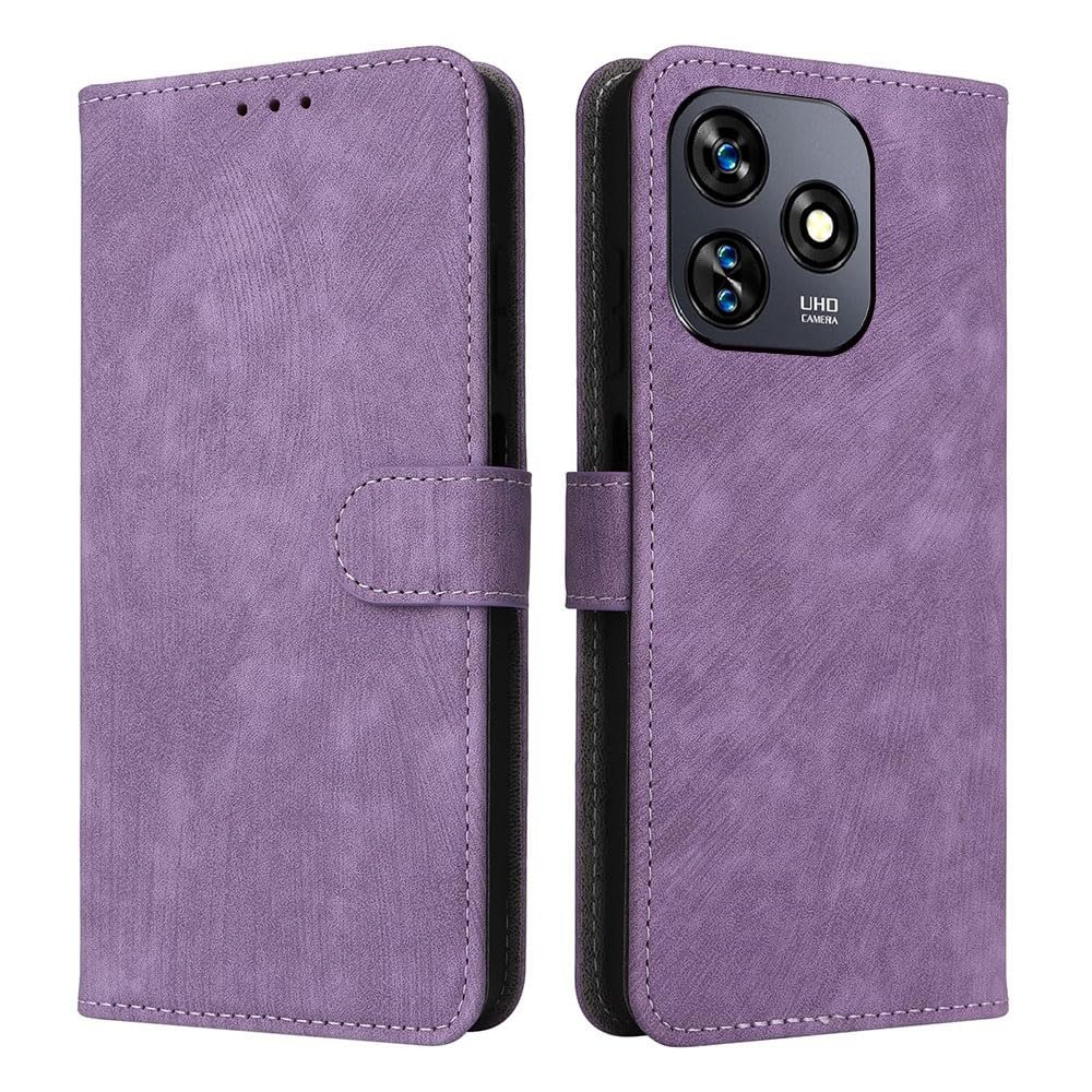 XINNI RFID Protective Phone Case for Oukitel C51, PU/TPU Flip Leather Shockproof Cover, Purple — image 1