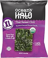 Ocean's Halo, Organic XL Seaweed Snacks, Thai Sweet Chili, Roasted Nori, Perfect for Lunches, 1.4 Ounce,