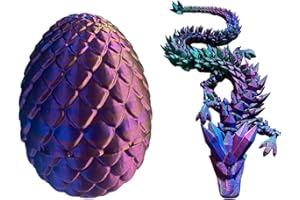 GENERIC Surprise Egg - Articulated Dragon - Crystal Dragon - Fidget Toy for Autism ADHD - 3D Printed Gift (Silk: purple, blue, green, Baby 8")