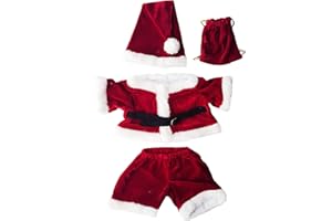 STUFFEMS TOY SHOP Santa Costume Outfit Teddy Bear Clothes Fit 14" - 18" Build-a-bear, Vermont Teddy Bears, and Make Your Own Stuffed Animals