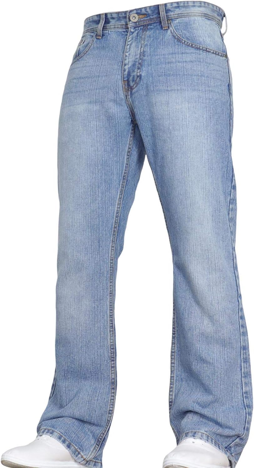 Men's Wide Leg Bootcut Flared Bell Bottom Blue Heavy Denim Jeans in All Waist and Sizes by JEANBASE