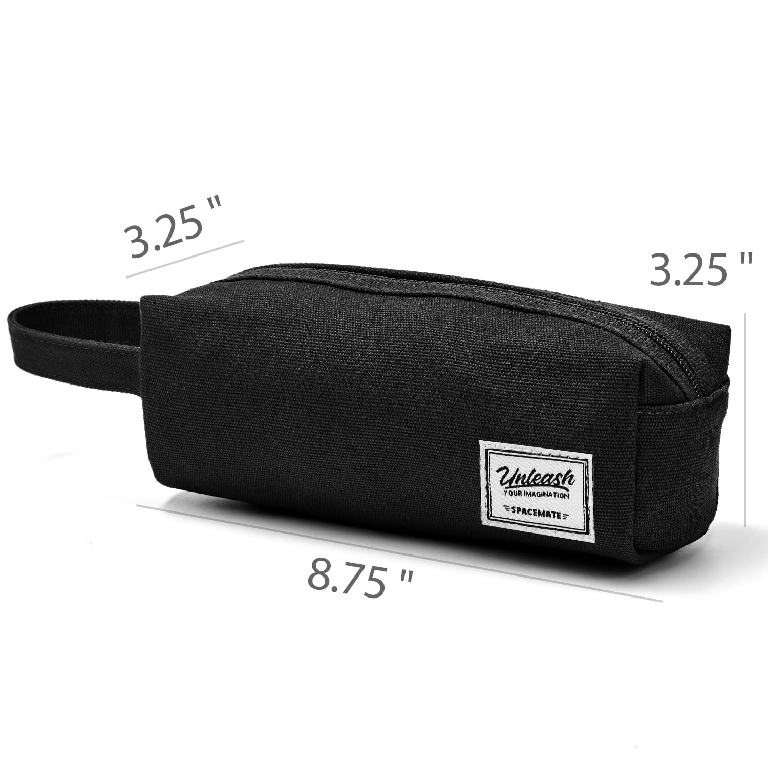 Pencil Case Pouch Box Bag School Supplies Girls Boys Kids, Cute Preppy Stuff Large Big Capacity Aesthetic Canvas Pen Organizer, Back to College Stationary, Black, Simple Style, 1200ml