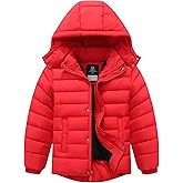 TUNICCE Boy's Quilted Winter Coat Waterproof Warm Jacket with Detachable Hood Windproof Outdoor Parka
